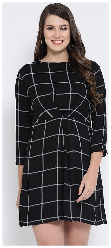 

OXOLLOXO Black Checked A-line dress