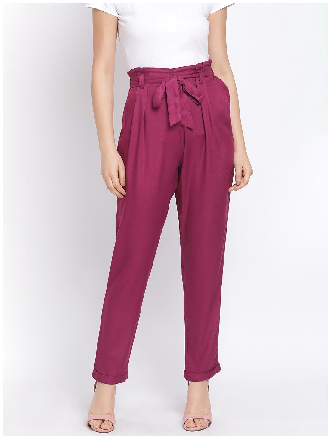 

Oxolloxo Viscose Rayon Pink Solid Regular For Women