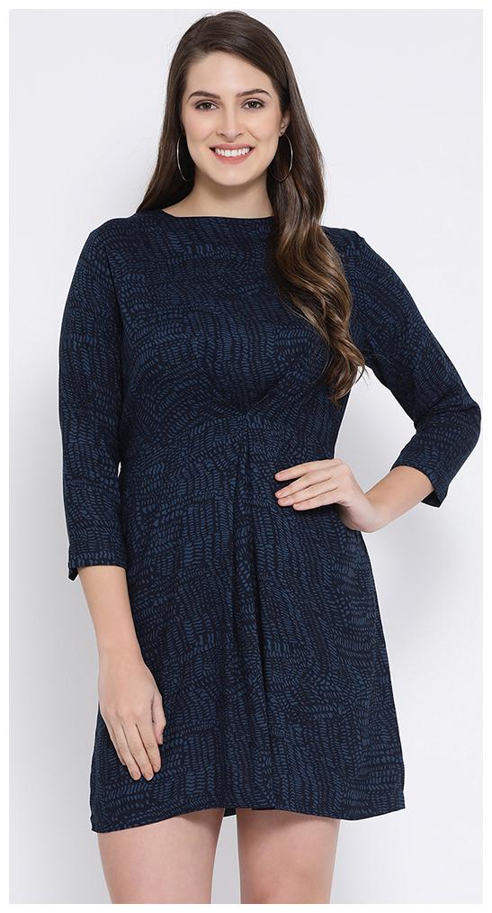 

OXOLLOXO Blue Abstract A-line dress