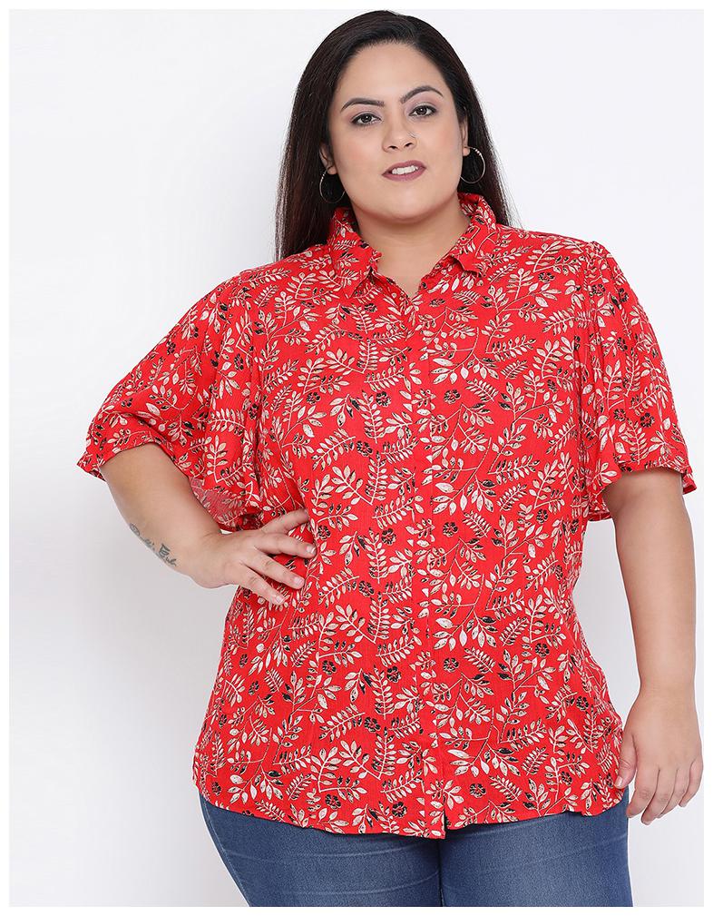 

OXOLLOXO Women Red Printed Regular Fit Shirt
