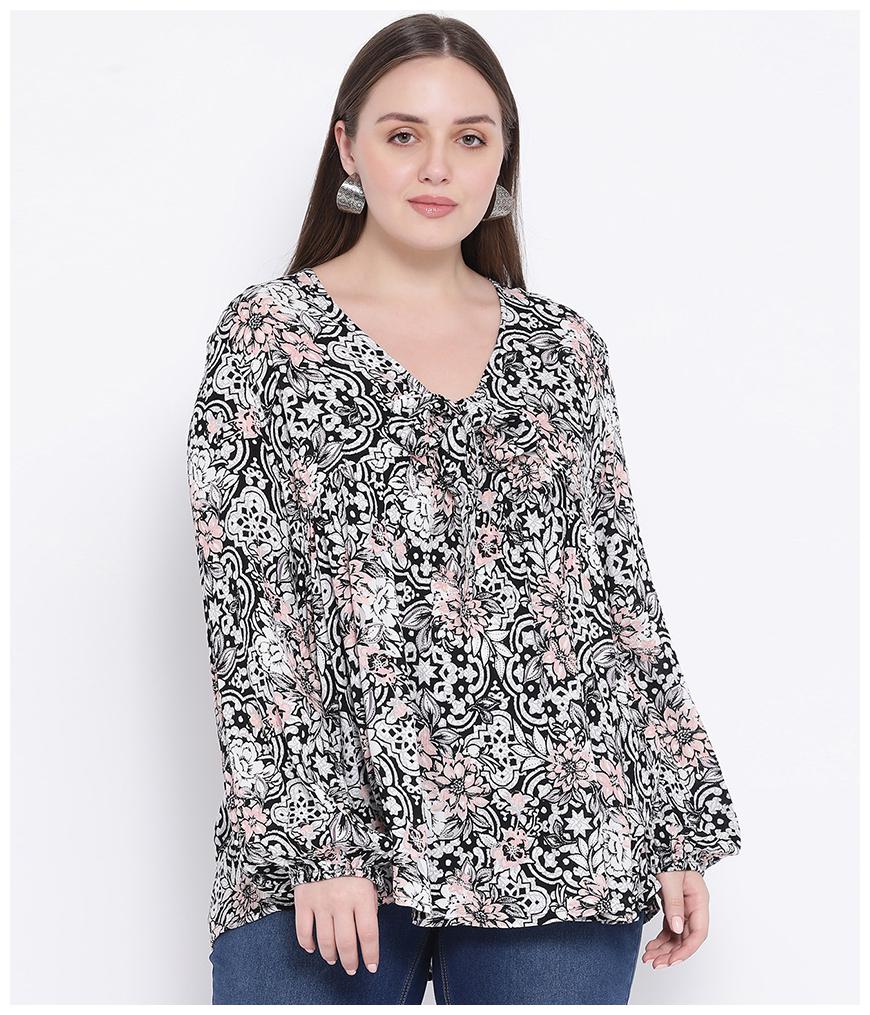 

Oxolloxo Women Printed A-line top - Black