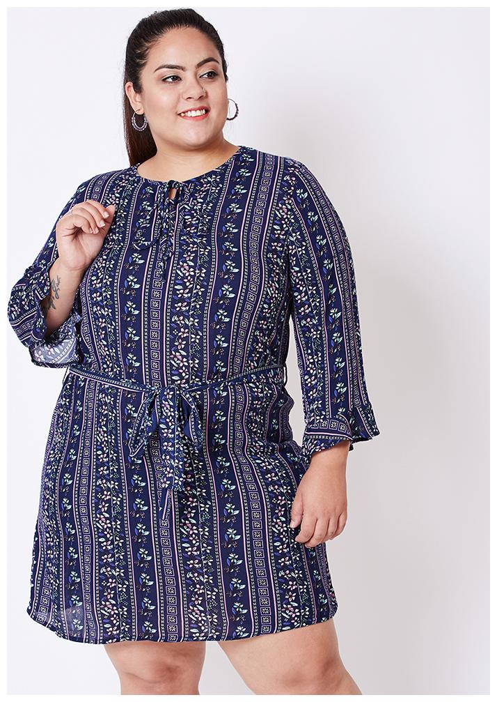 

OXOLLOXO Navy Printed A-line dress