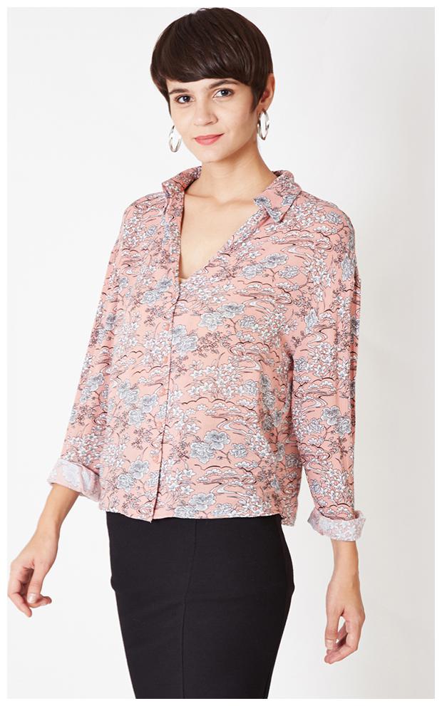 

OXOLLOXO Women Beige Printed Regular Fit Shirt