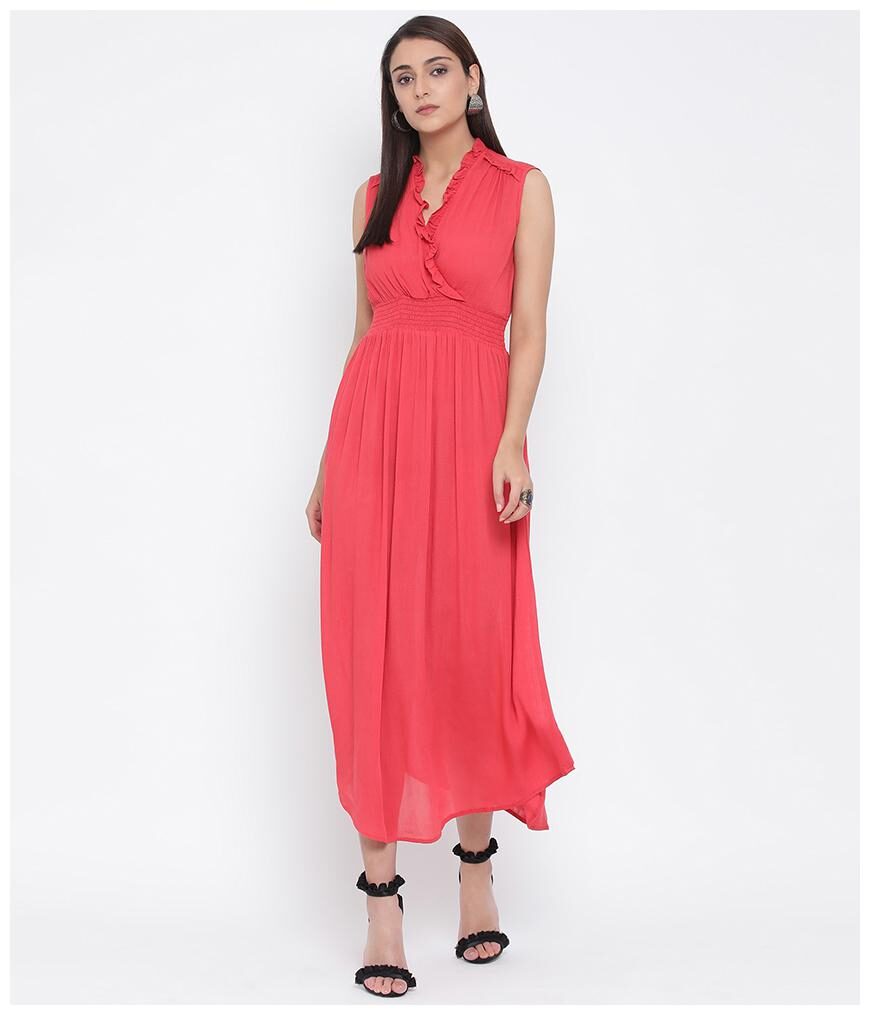 

Oxolloxo Red Solid Wrap dress