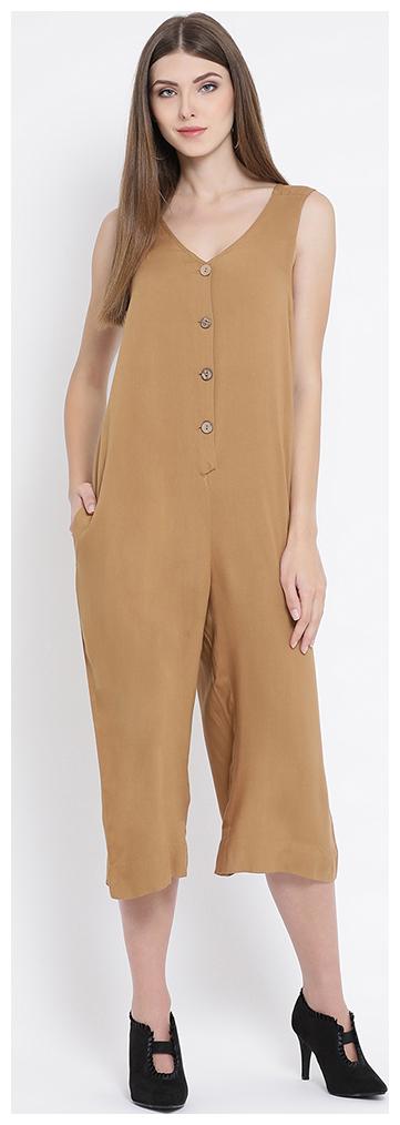 

OXOLLOXO Solid Jumpsuit - Brown