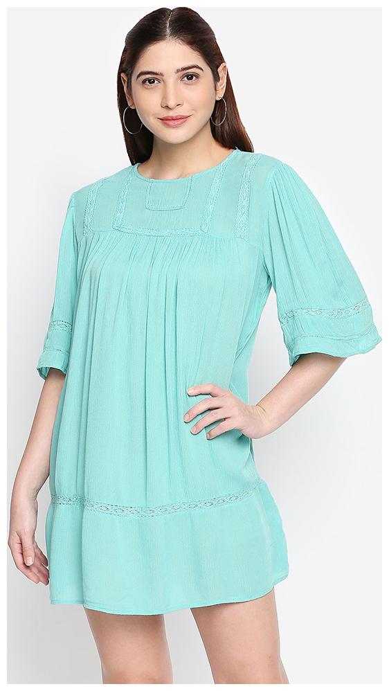 

OXOLLOXO Green Solid A-line dress