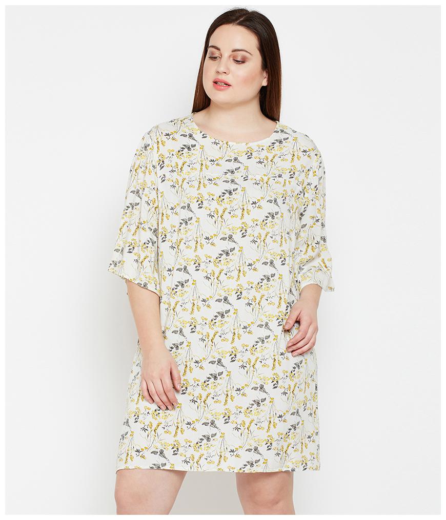 

Oxolloxo Viscose Rayon Floral White Dress for Women
