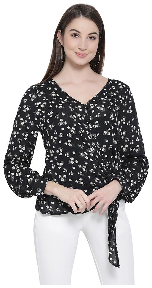 

Oxolloxo Women Printed A-line top - Black