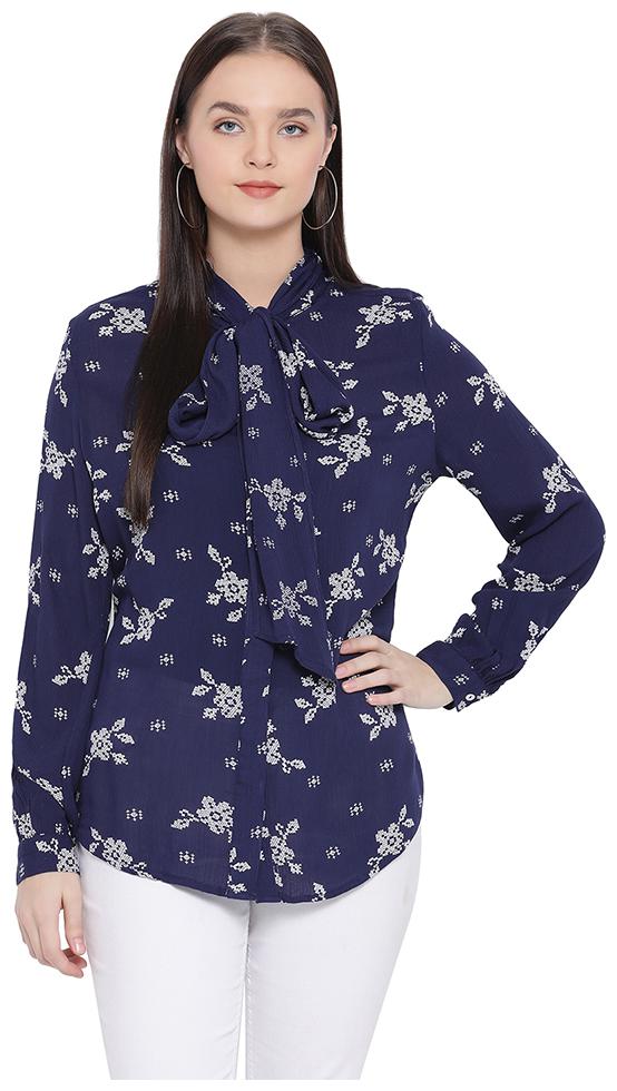 

Oxolloxo Women Printed A-line top - Blue