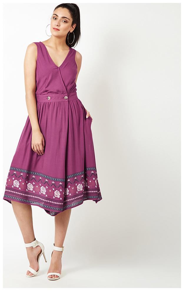 

OXOLLOXO Purple Printed A-line dress