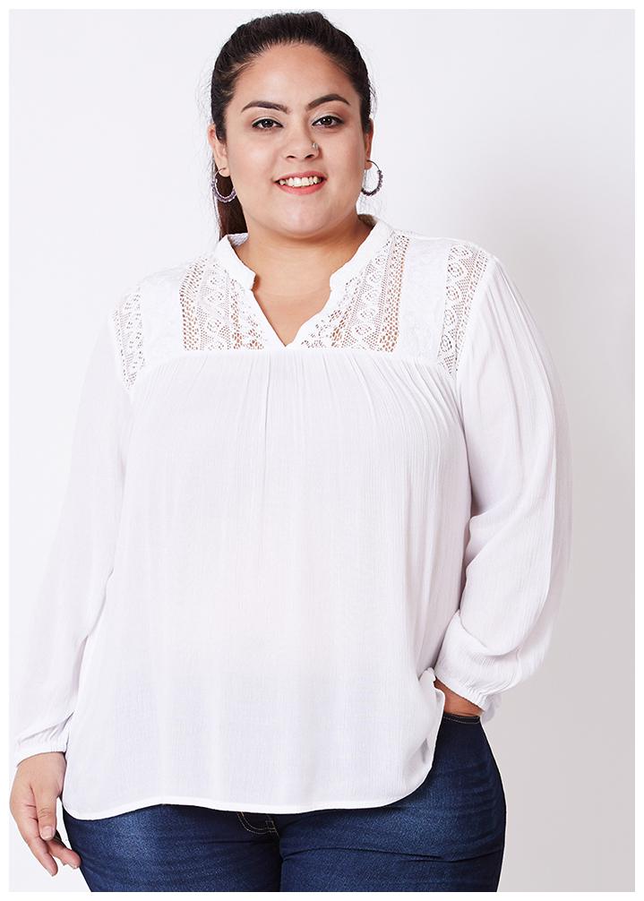

OXOLLOXO Women Solid A-line top - White