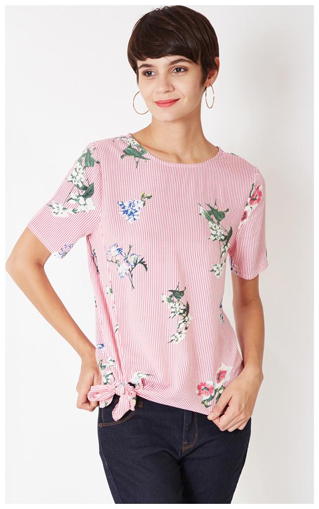 

OXOLLOXO Women Printed A-line top - Pink