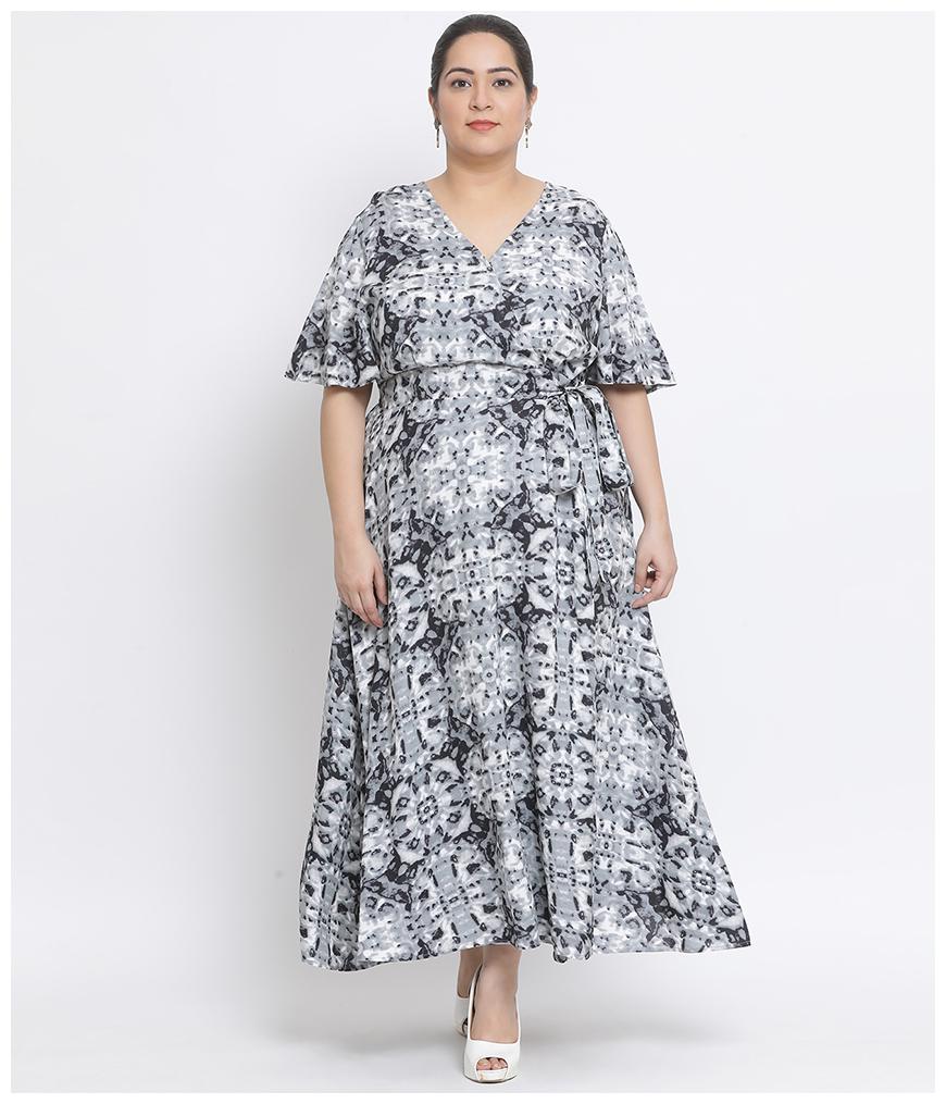 

Oxolloxo Grey Printed Maxi dress
