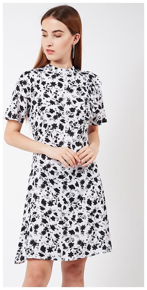 

OXOLLOXO White Black Printed A-line dress