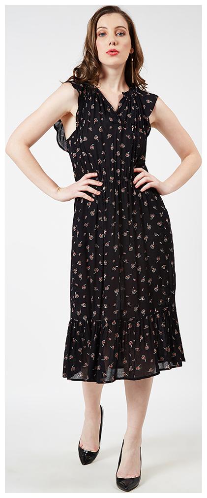 

OXOLLOXO Black Printed A-line dress