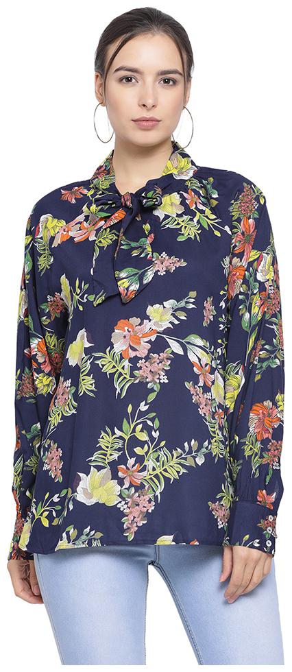 

Oxolloxo Women Printed A-line top - Blue