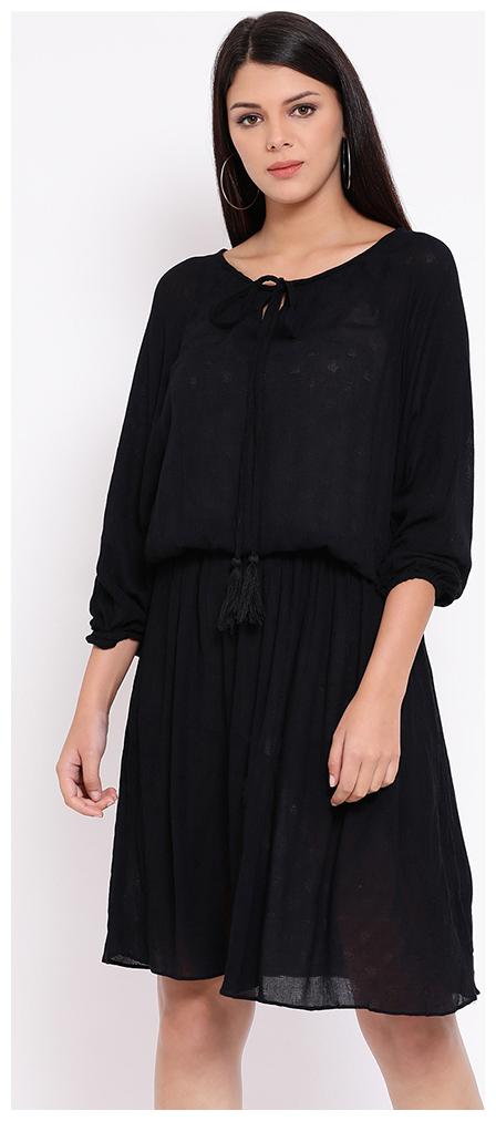 

OXOLLOXO Black Solid A-line dress