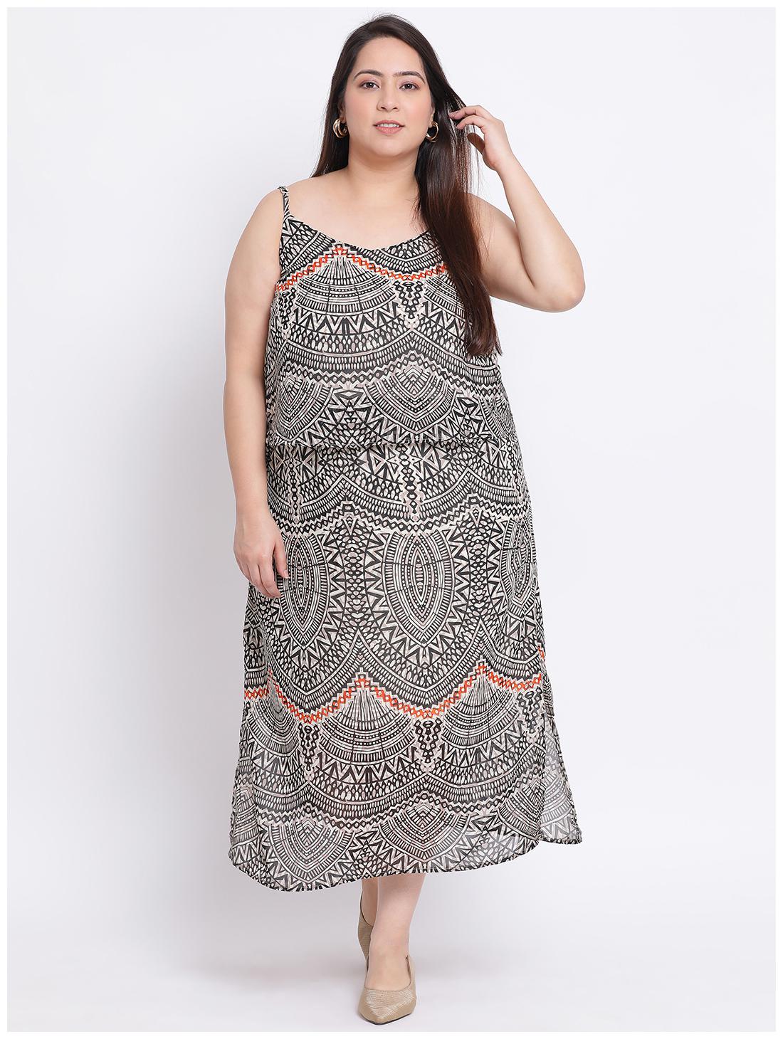 

Oxolloxo Viscose Rayon Multi Graphic A Line Dress For Women