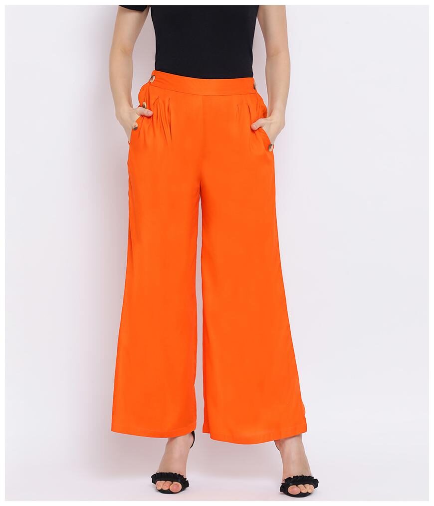 

Oxolloxo Viscose Rayon Solid Orange Regular For Women