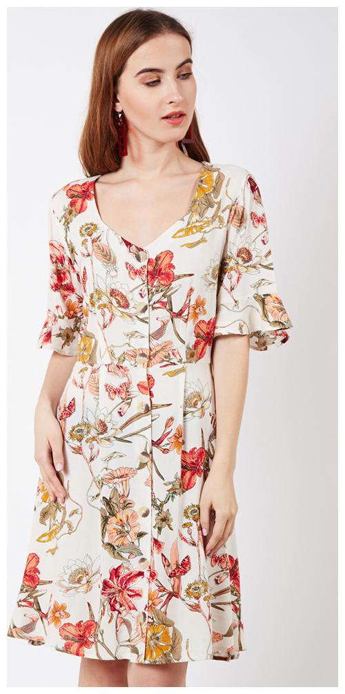 

OXOLLOXO Beige Printed A-line dress
