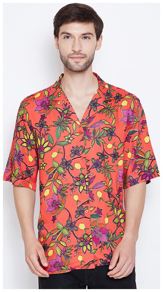 

OXOLLOXO Men Orange Printed Regular Fit Casual Shirt