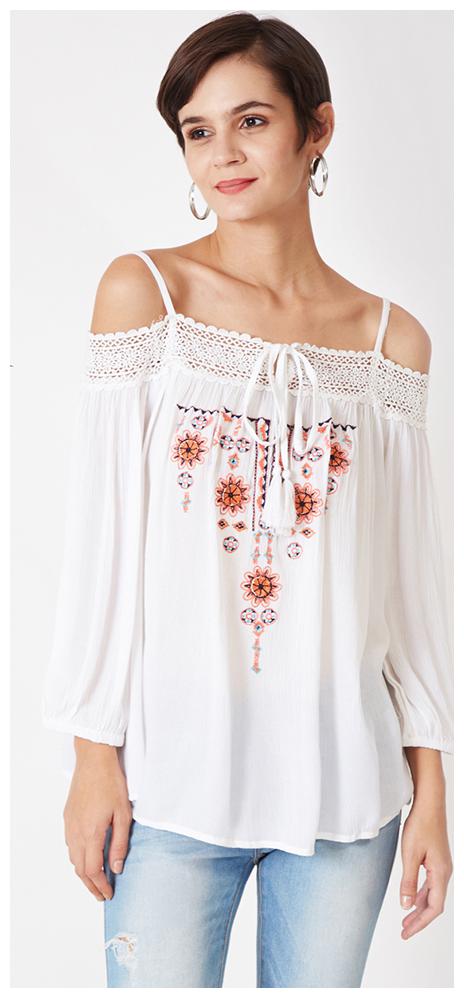 

OXOLLOXO Women Embroidered Regular tunic - White