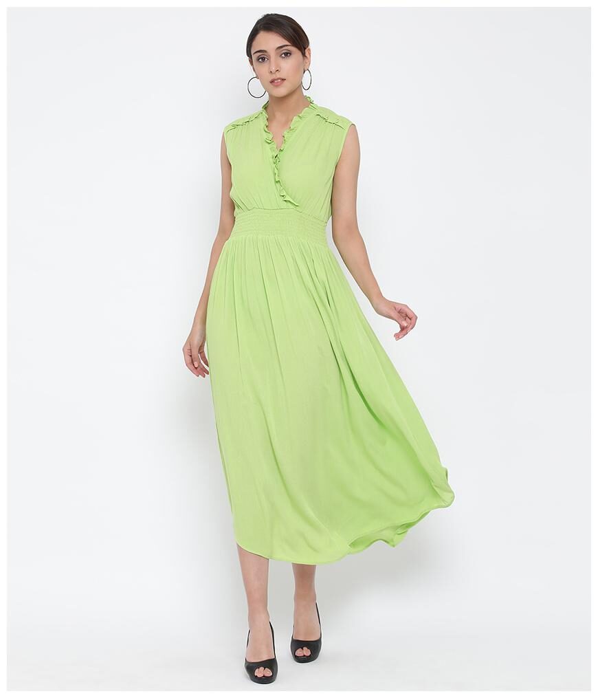 

Oxolloxo Green Solid Wrap dress