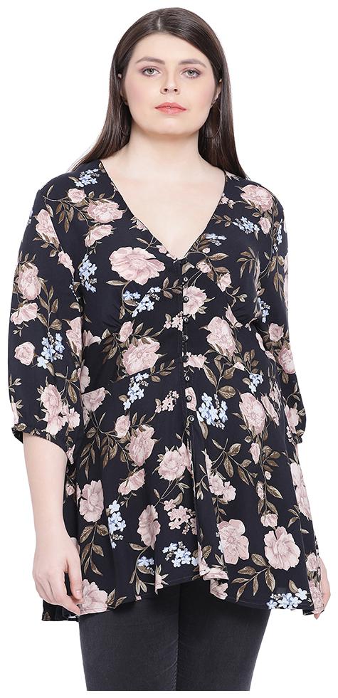 

Oxolloxo Women Printed A-line top - Black