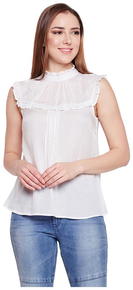 

OXOLLOXO Women Solid A-line top - White