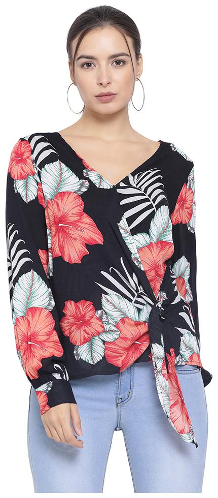 

Oxolloxo Women Printed A-line top - Black