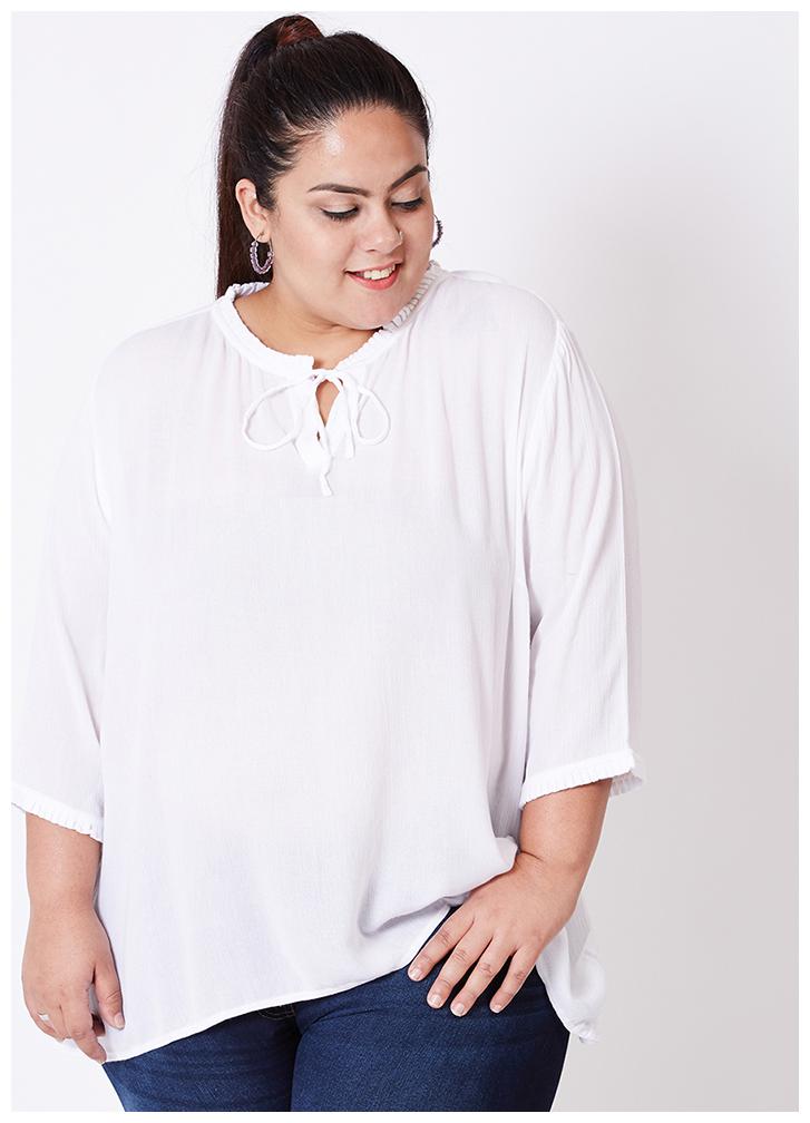 

OXOLLOXO Women Solid A-line top - White