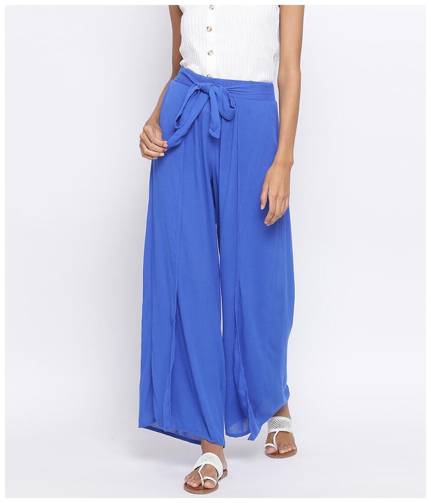 

Oxolloxo Blue Solid Flared Palazzo