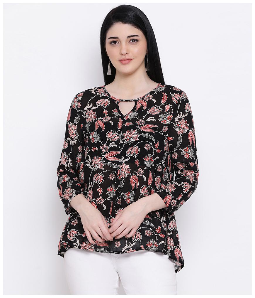 

Oxolloxo Viscose Rayon Black Floral A Line For Women