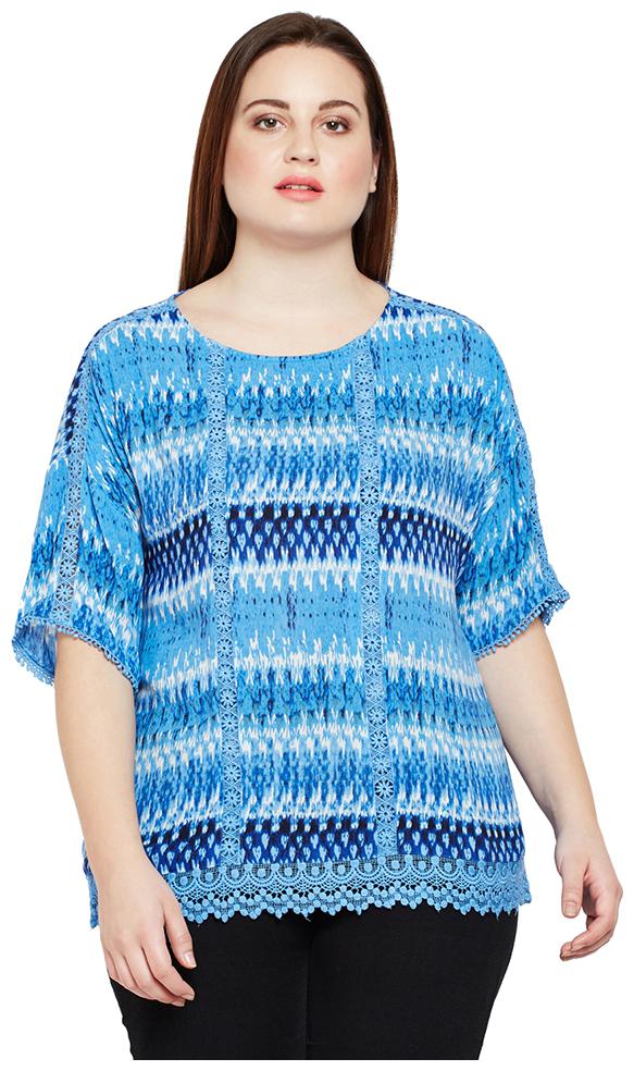 

OXOLLOXO Women Printed A-line top - Blue