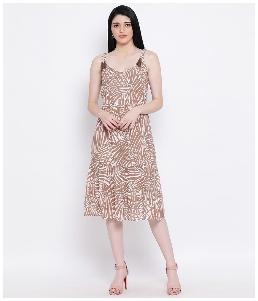 

Oxolloxo Women Viscose Rayon Abstract Brown A Line Dress