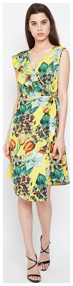 

OXOLLOXO Yellow Printed A-line dress
