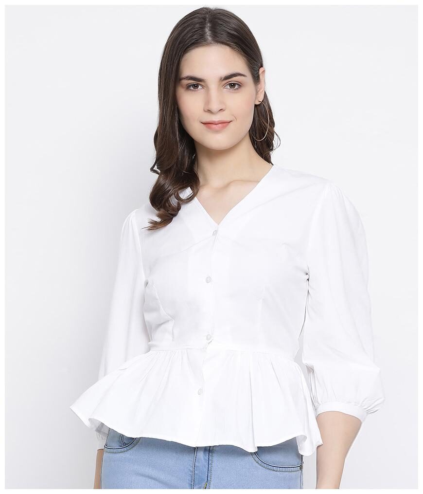 

Oxolloxo Women Solid A-line top - White