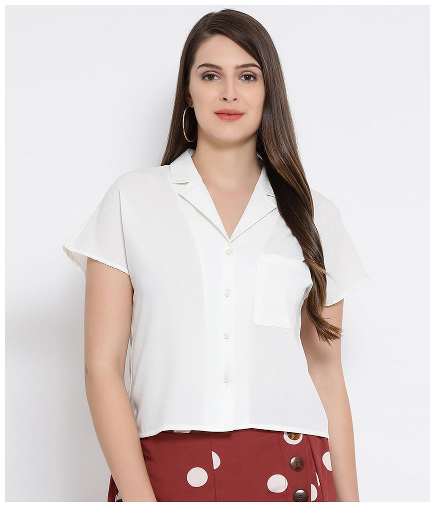 

Oxolloxo Women White Solid Regular Fit Shirt