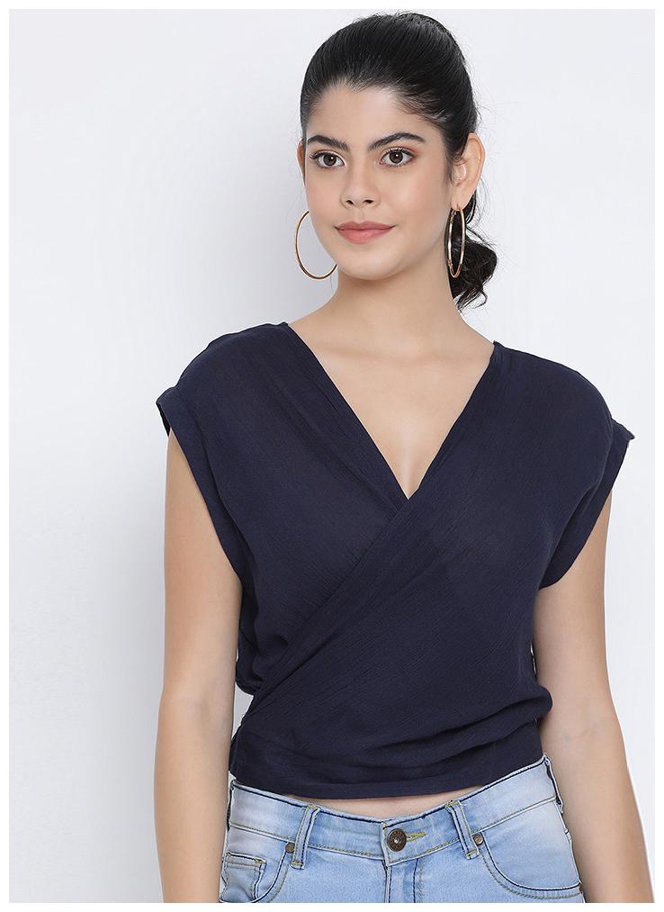 

OXOLLOXO Women Solid A-line top - Blue