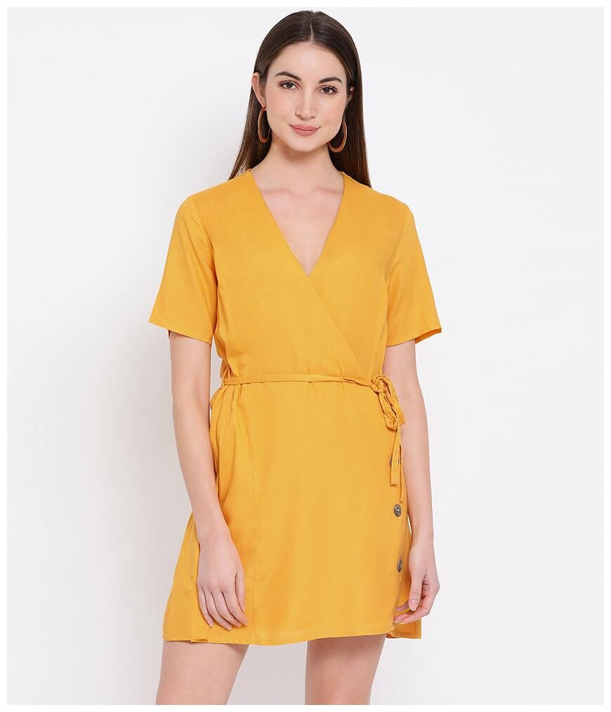 

Oxolloxo Yellow Solid A-line dress