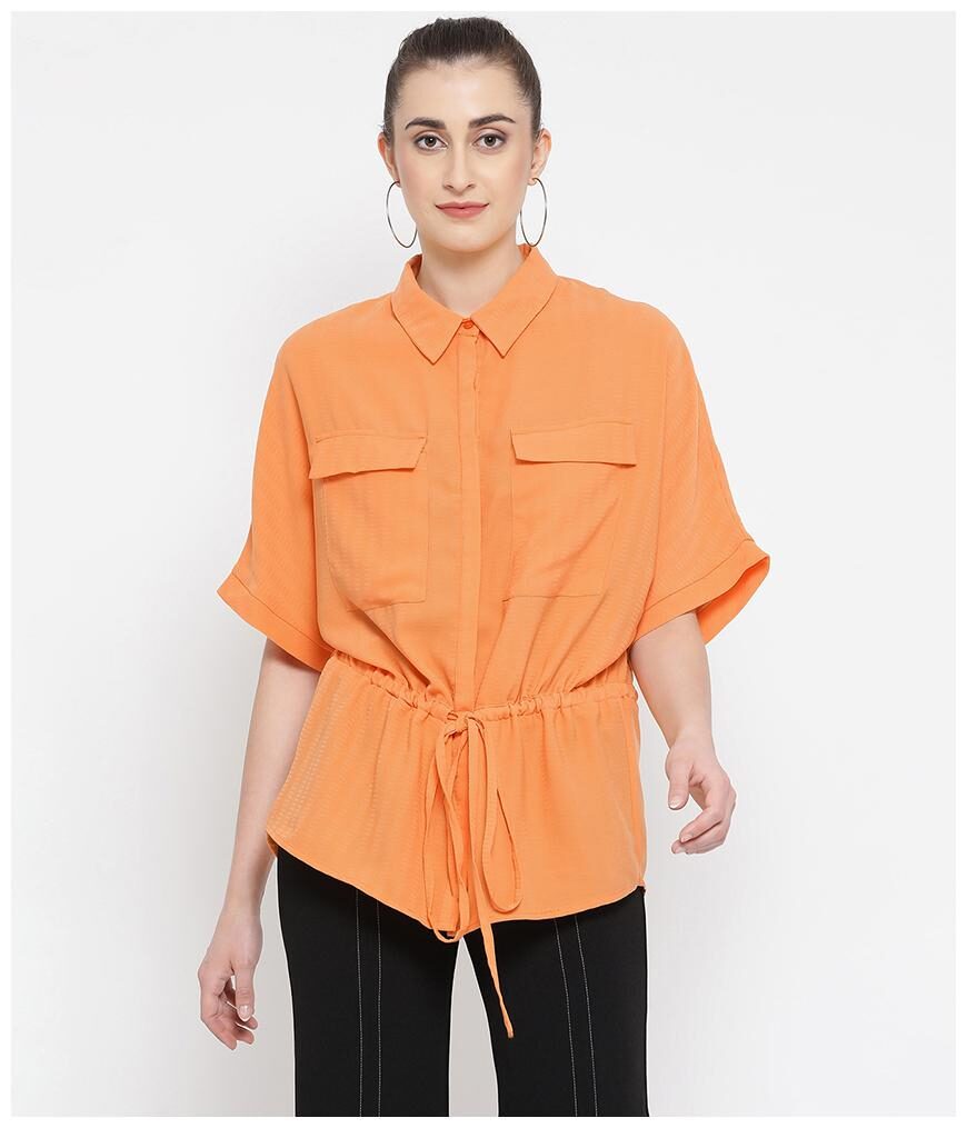 

Oxolloxo Women Orange Solid Regular Fit Shirt