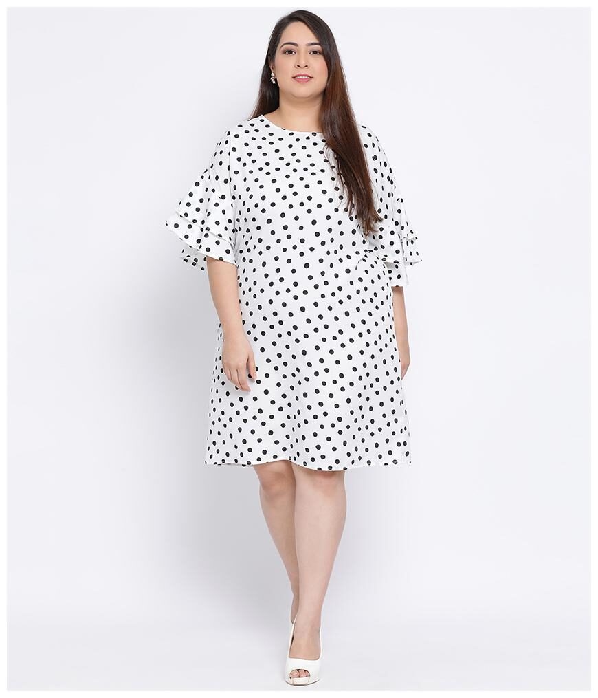 

Oxolloxo Womens White Polyester Polka Dots Dress