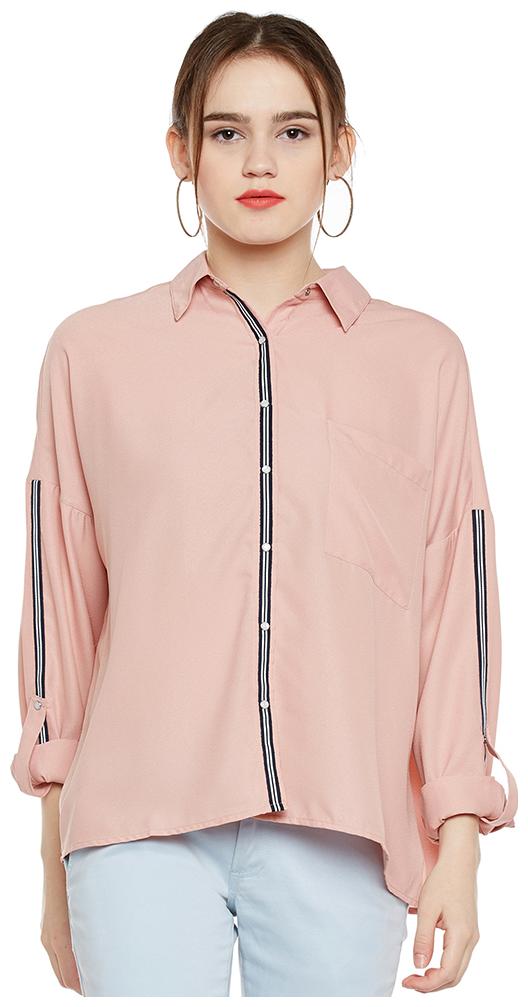 

OXOLLOXO Women Pink Solid Regular Fit Shirt