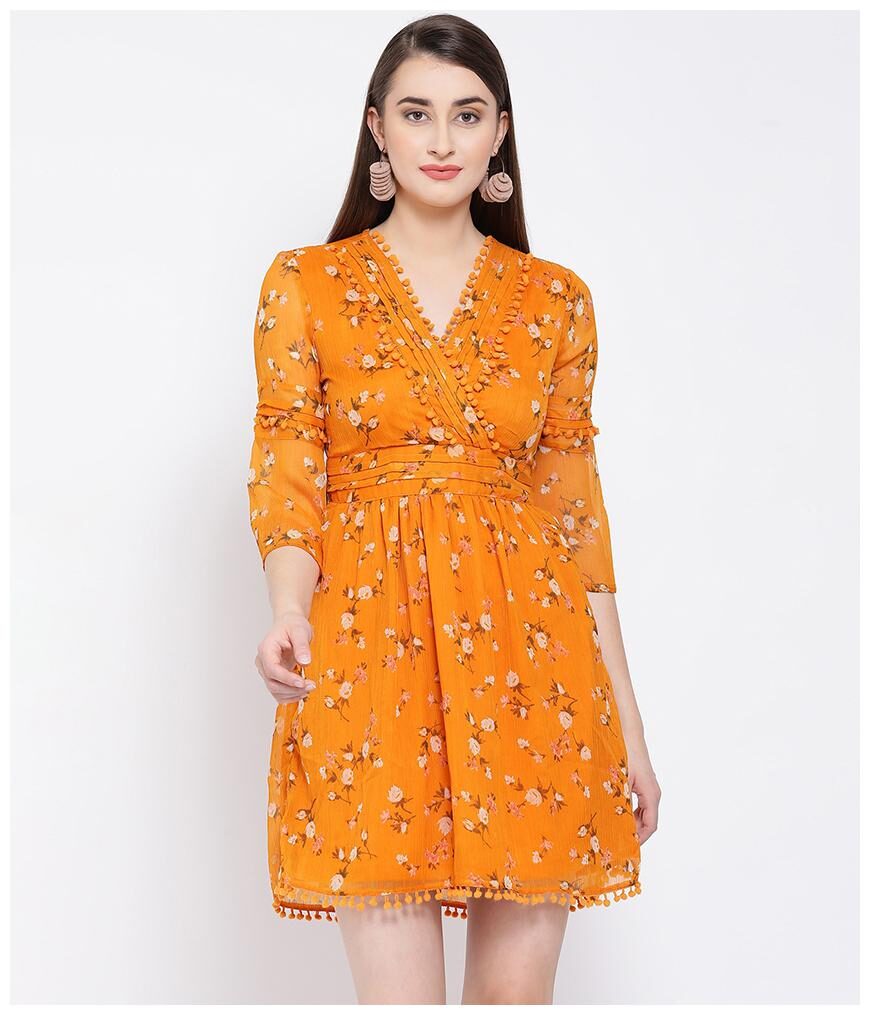 

Oxolloxo Orange Floral A-line dress
