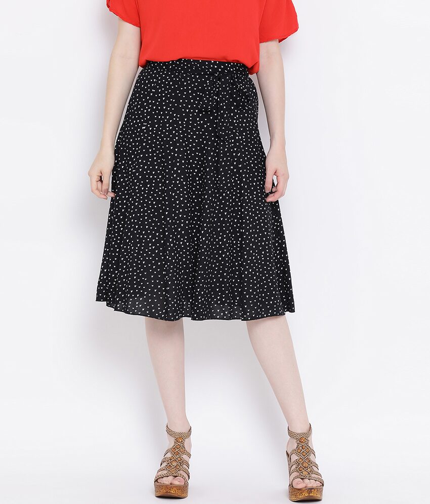 

Oxolloxo Polka dots A-line skirt Midi Skirt - Black