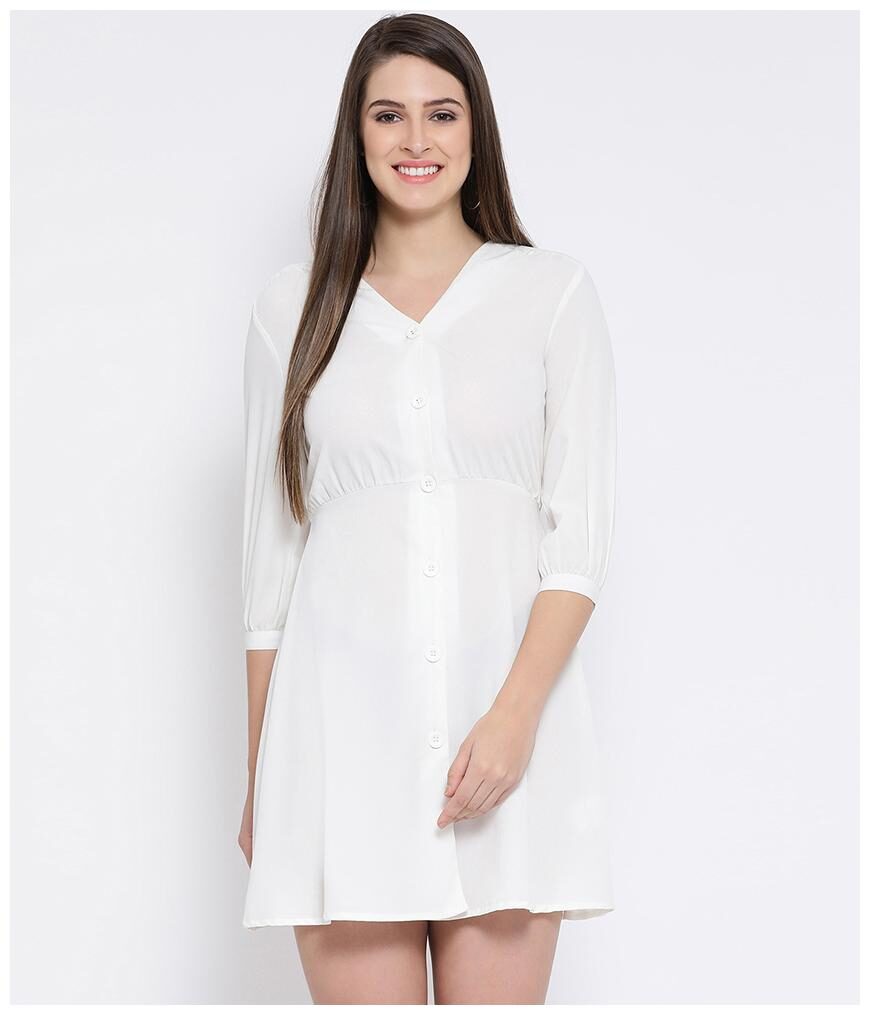 

Oxolloxo White Solid A-line dress