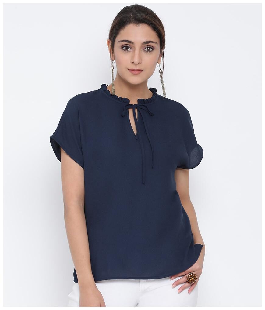

Oxolloxo Women Polyester Regular Top (Navy Blue)