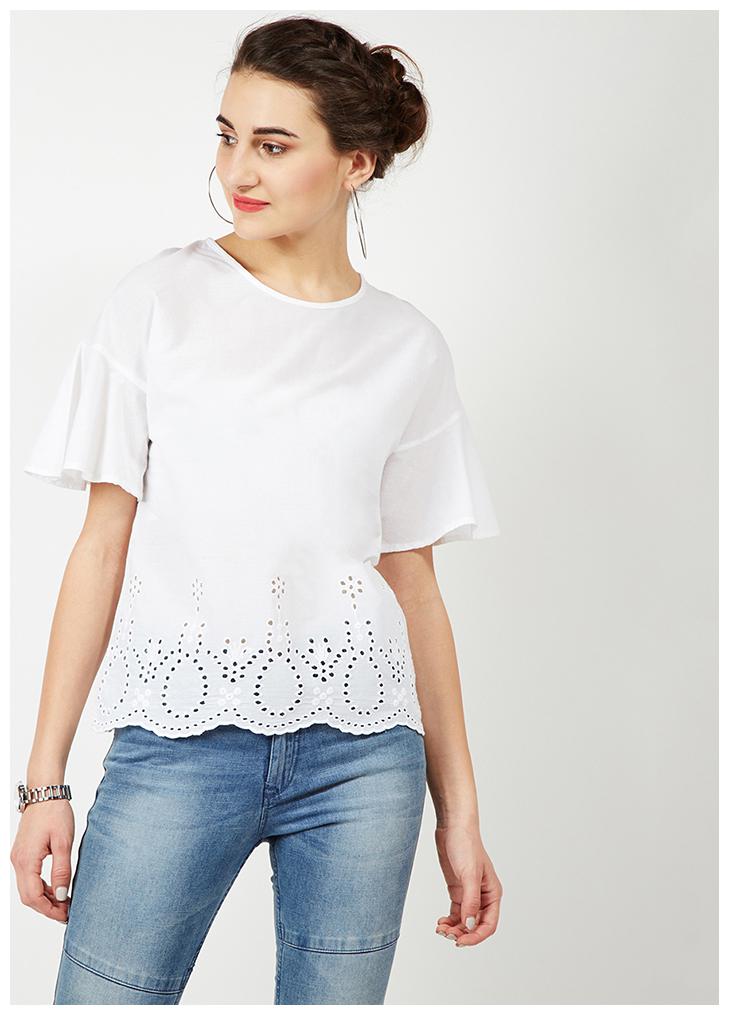 

OXOLLOXO Women Self design A-line top - White