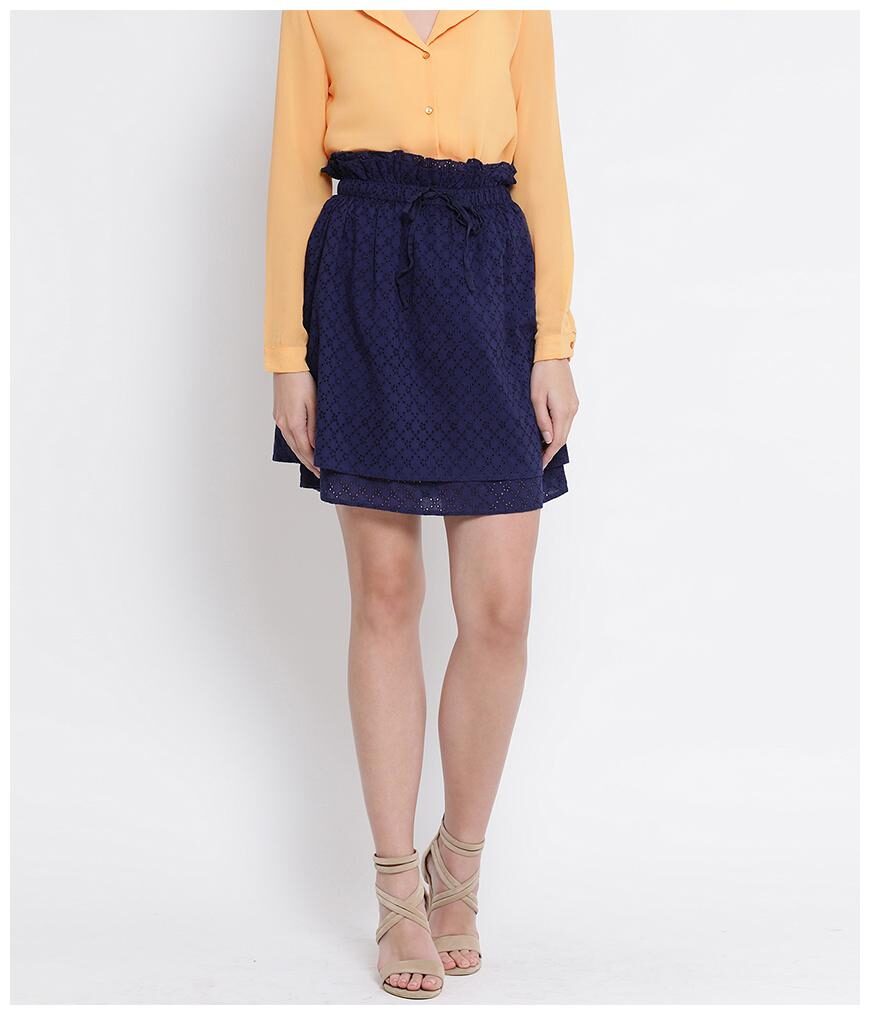 

Oxolloxo Women Cotton Solid Navy Blue A-line Skirt