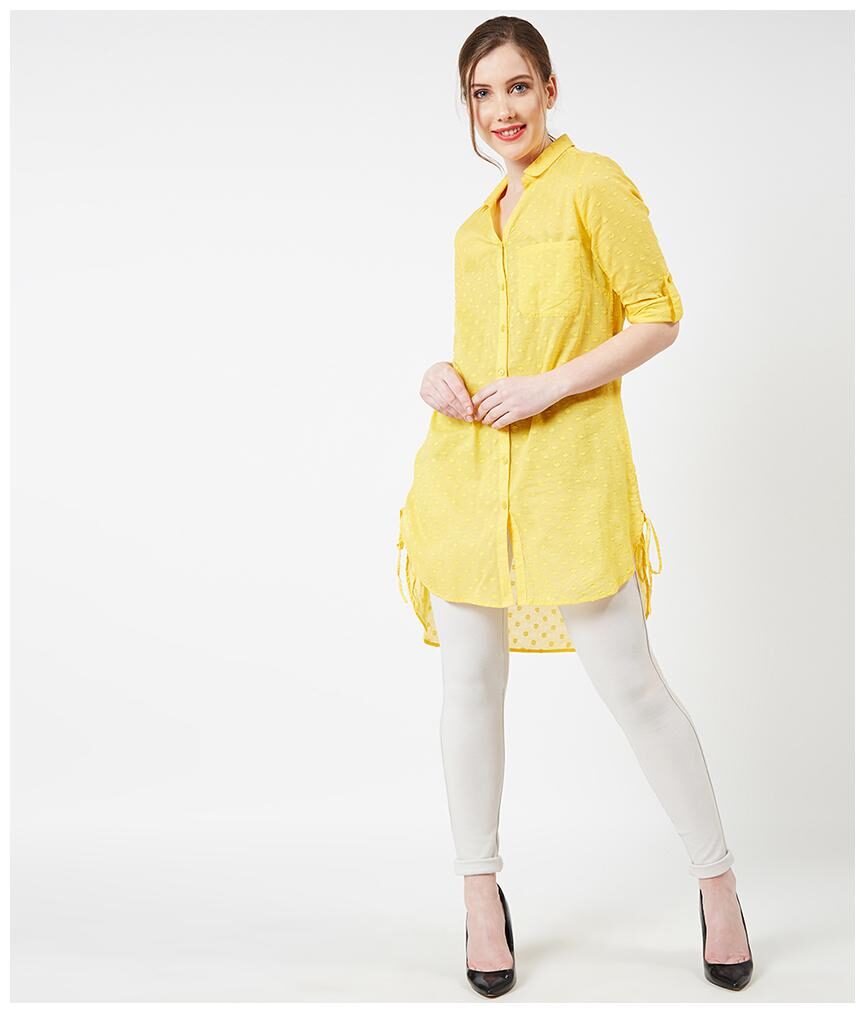 

OXOLLOXO Women Yellow Printed Regular Fit Shirt